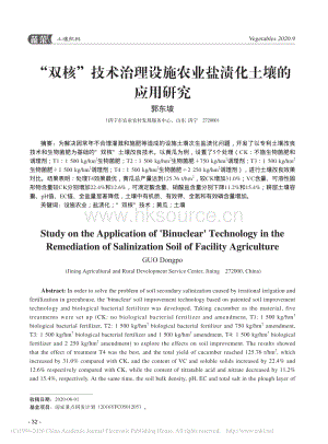 “雙核”技術(shù)治理設(shè)施農(nóng)業(yè)鹽漬化土壤的應用研究.pdf