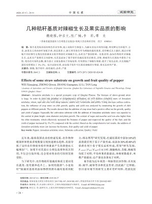 幾種秸稈基質(zhì)對(duì)辣椒生長及果實(shí)品質(zhì)的影響.pdf