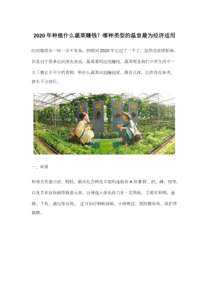 2020年種植什么蔬菜賺錢(qián)？哪種類(lèi)型的溫室最為經(jīng)濟(jì)適用.docx