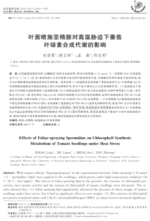 葉面噴施亞精胺對高溫脅迫下番茄葉綠素合成代謝的影響.pdf