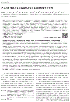 大蒜秸稈對(duì)煙草根結(jié)線蟲(chóng)病及根際土壤理化性狀的影響.pdf