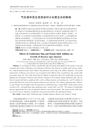 氣化渣和花生殼添加對(duì)小白菜生長(zhǎng)的影響.pdf