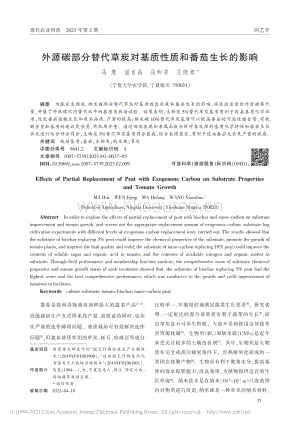 外源碳部分替代草炭對(duì)基質(zhì)性質(zhì)和番茄生長(zhǎng)的影響.pdf
