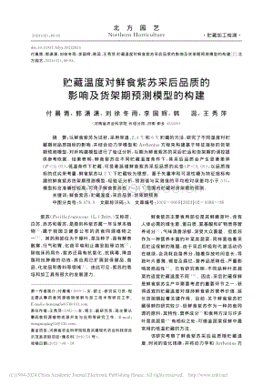 貯藏溫度對(duì)鮮食紫蘇采后品質(zhì)的影響及貨架期預(yù)測(cè)模型的構(gòu)建_付晨青.pdf