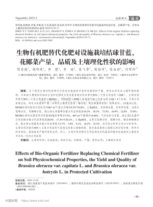 生物有機(jī)肥替代化肥對(duì)設(shè)施栽培結(jié)球甘藍(lán)、花椰菜產(chǎn)量、品質(zhì)及土壤理化性狀的影響.pdf