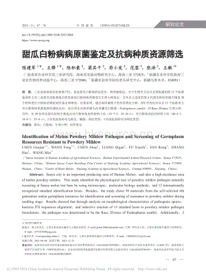 甜瓜白粉病病原菌鑒定及抗病種質(zhì)資源篩選.pdf
